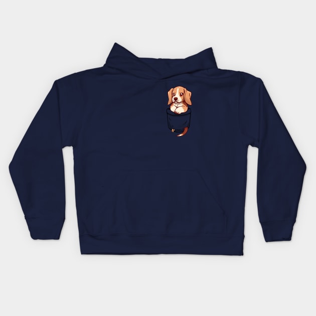 Pocket Cute Beagle Kids Hoodie by TechraPockets